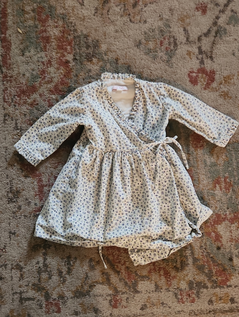 Kayce Hughes - Kids Floral Wrap Dress in Cream and Blue